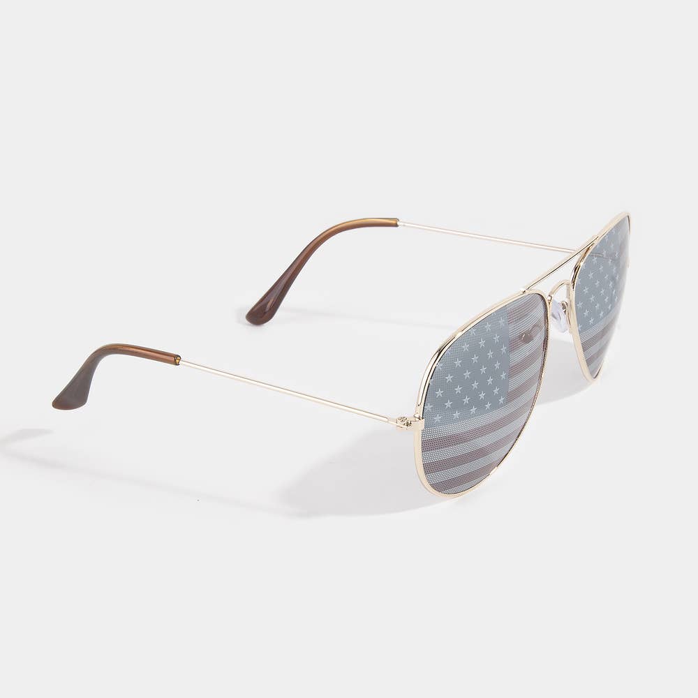 Patriotic Aviator American Flag Sunglasses