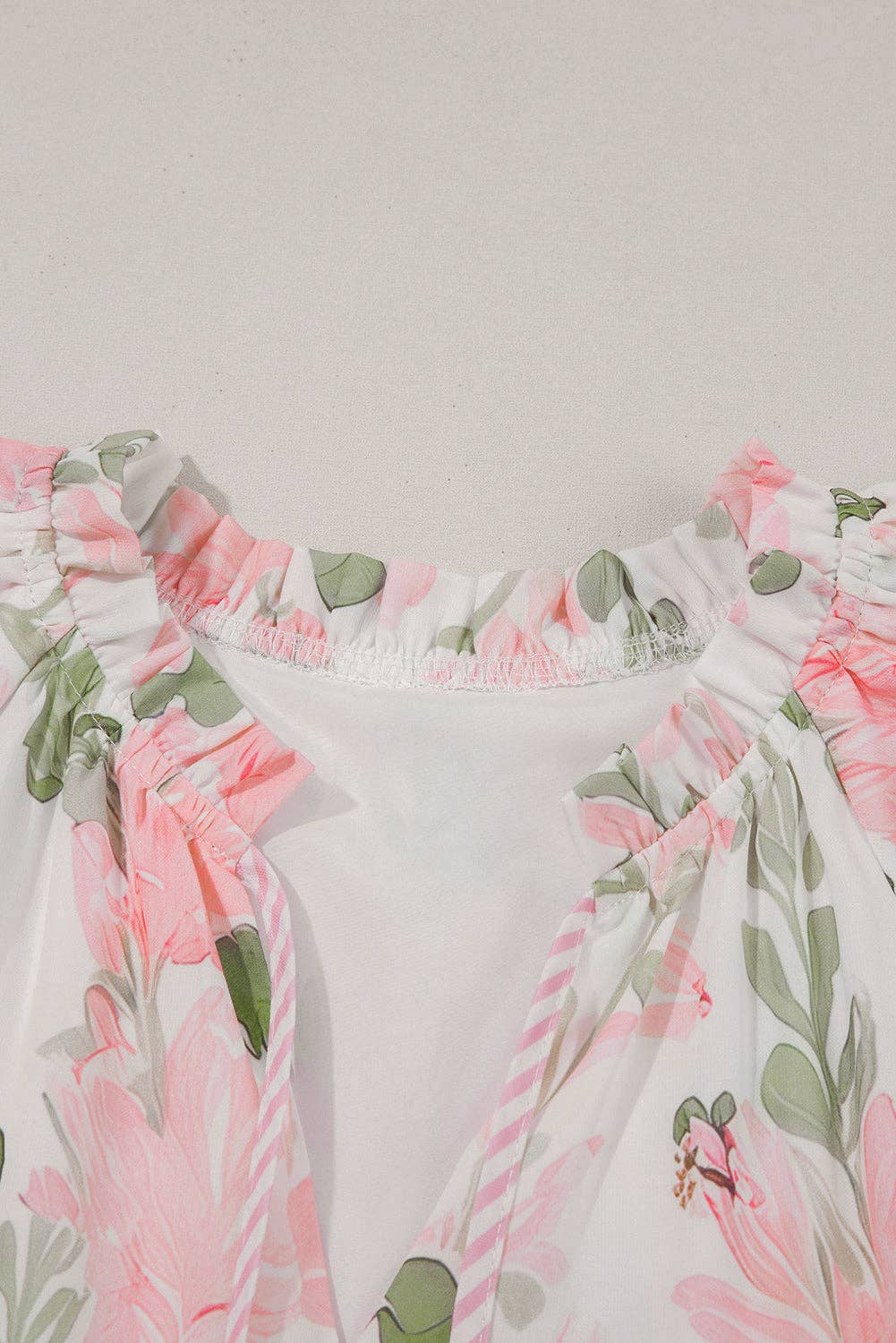 Pink Floral Contrast Edge Layered Short Sleeve Mini Dress: Pink / 100%Polyester