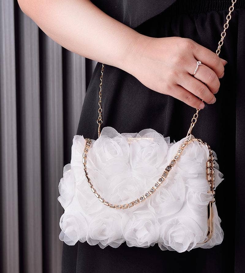 Chiffon flower clutch bag party evening handbag