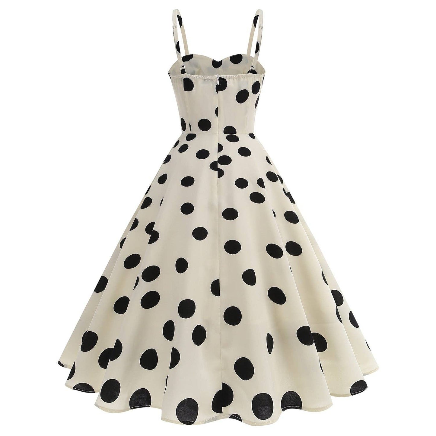 Vintage French Polka Dot Tie Back Sleeveless Dress