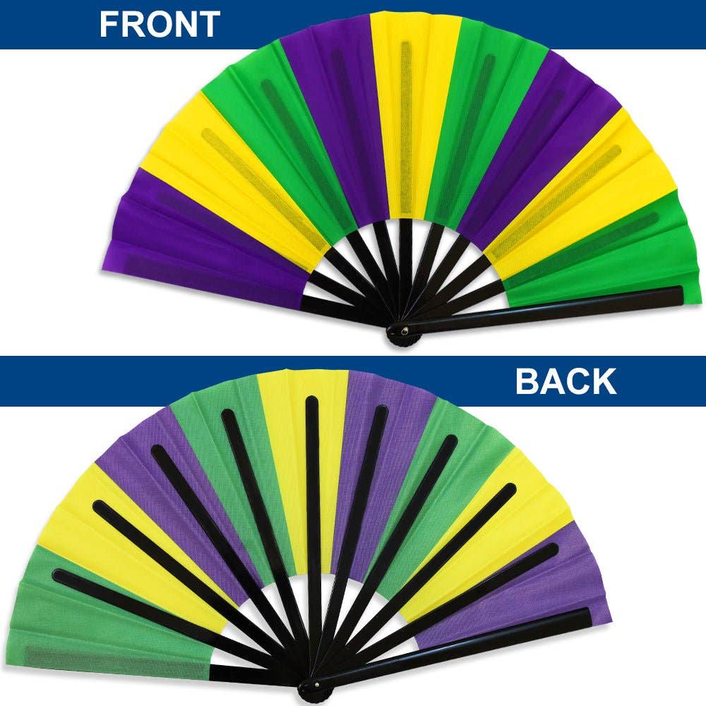 Mardi Gras (Stripes) X-Large Hand Fan