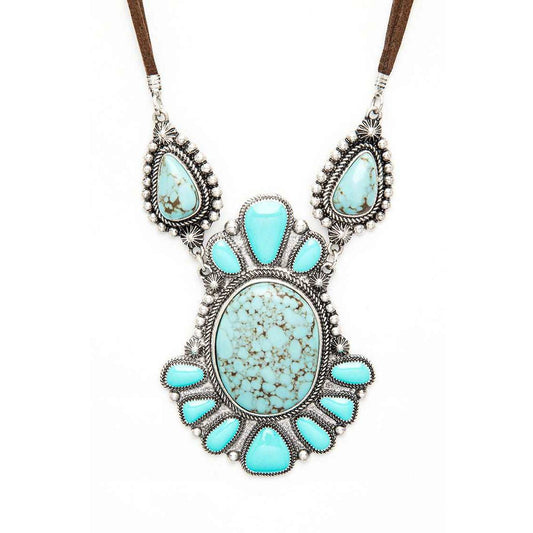 Western Oversize Stone Pendant Necklace Set