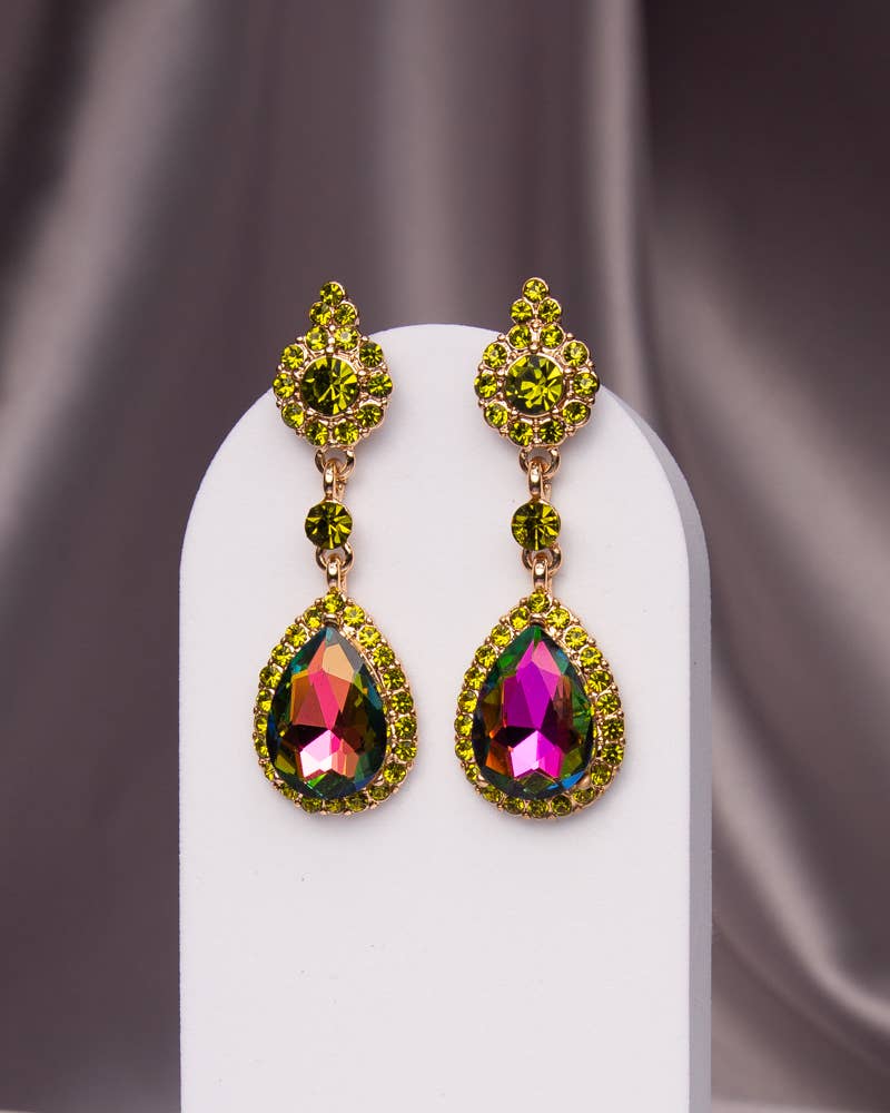 Rhinestone Pave Teardrop Cut Crystal Earrings