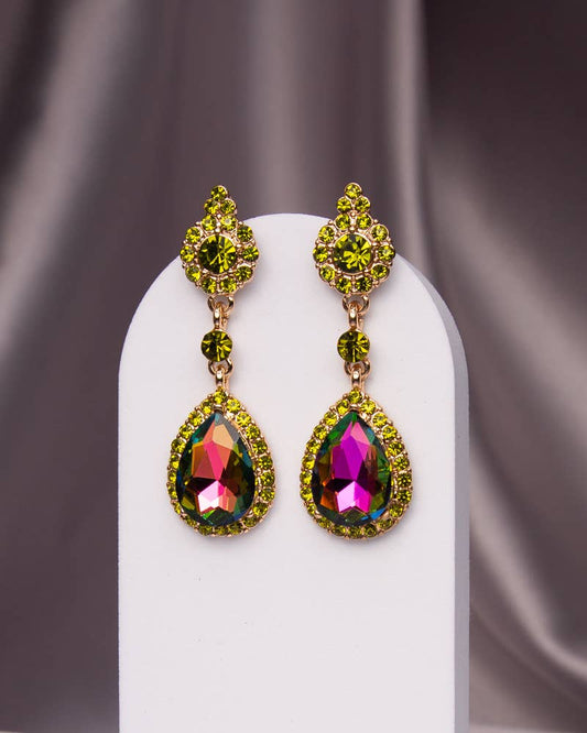 Rhinestone Pave Teardrop Cut Crystal Earrings