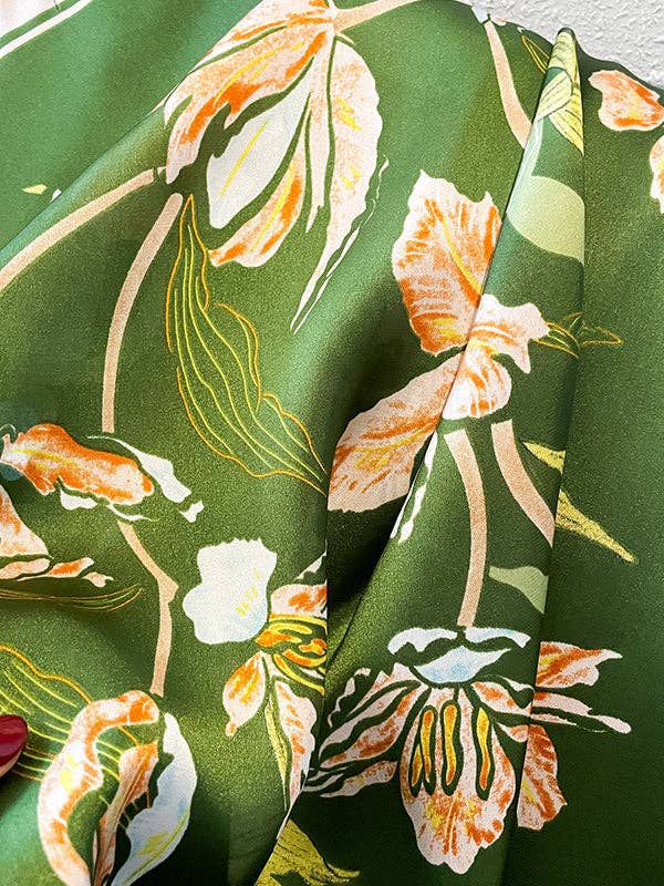 Floral Print Contrast Color Shawl and Scarf