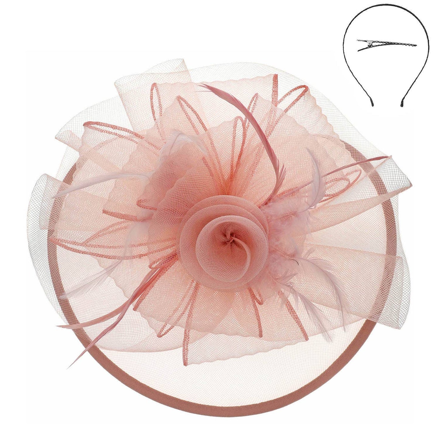 Floral Tilt Derby Mesh w/ Feathers Fascinator