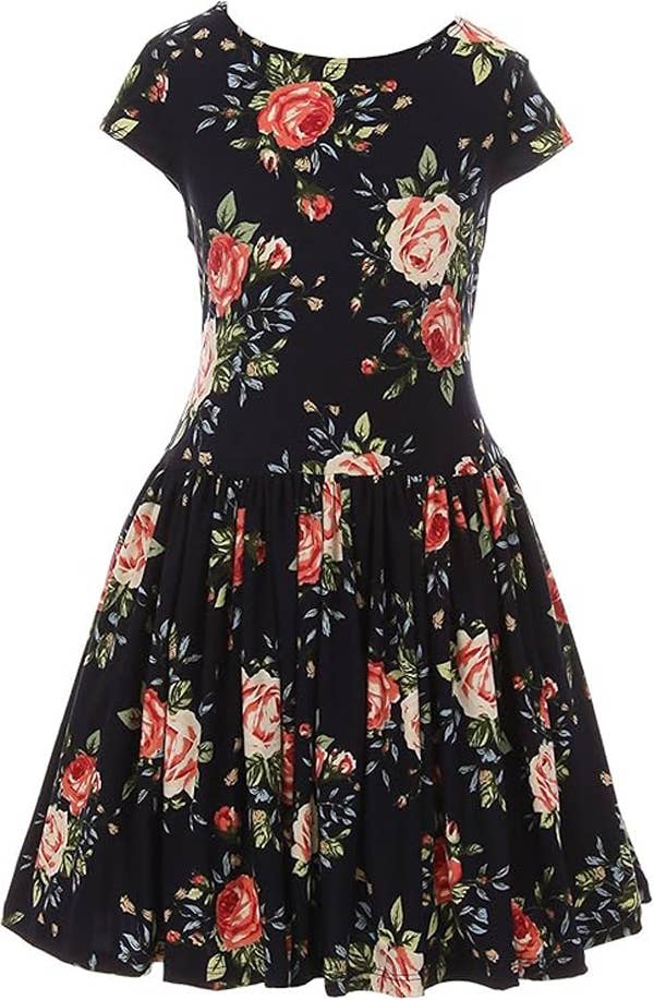 Floral Print Easter Holiday Party Flower Girl Sundress: Blue / 6