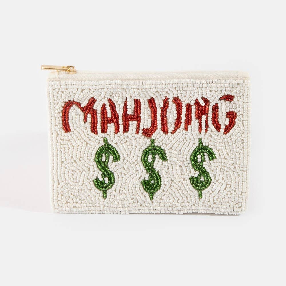 Mahjong $$$ Beaded Zip Coin Purse