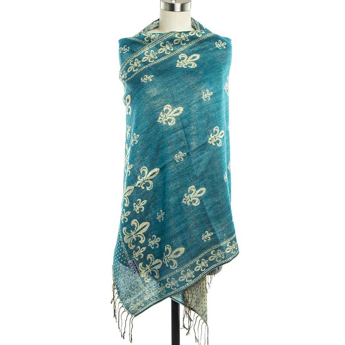 Fleur De Lis Jacquard Print Pashmina Shawl Scarf