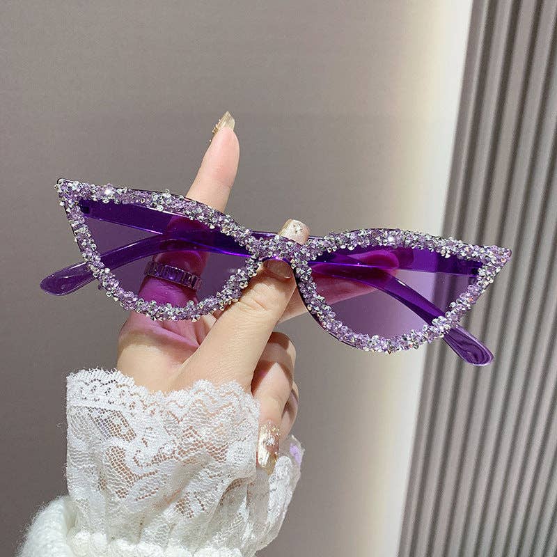 Trendy Cat Eye Sunglasses with Rhinestones in Candy Colors
