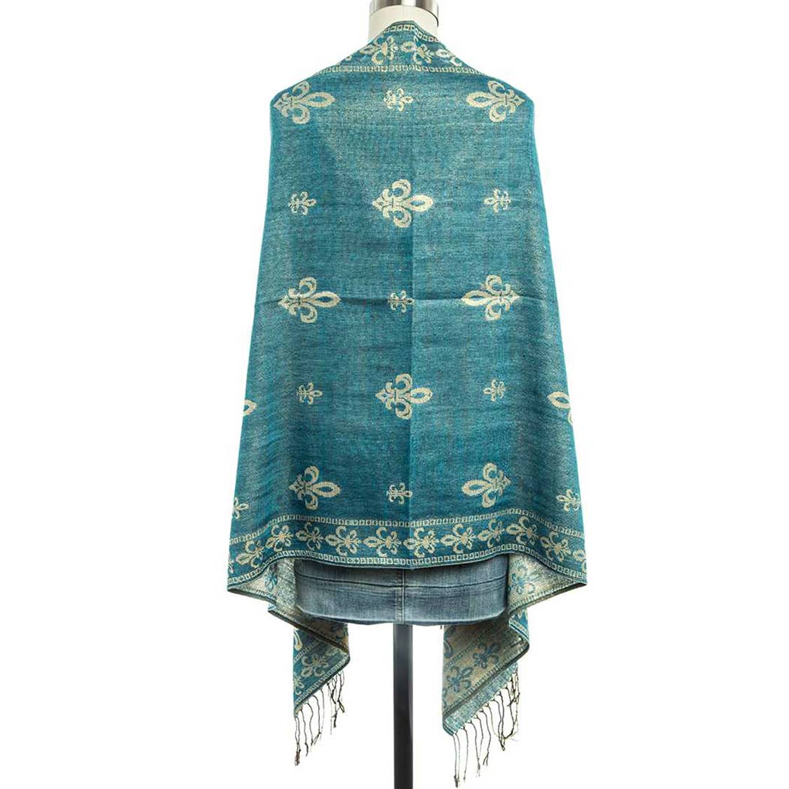 Fleur De Lis Jacquard Print Pashmina Shawl Scarf