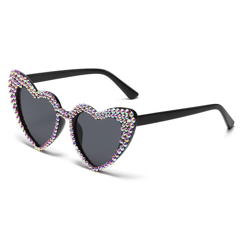 Vintage Rhinestone Fashion Peach Heart Sunglasses