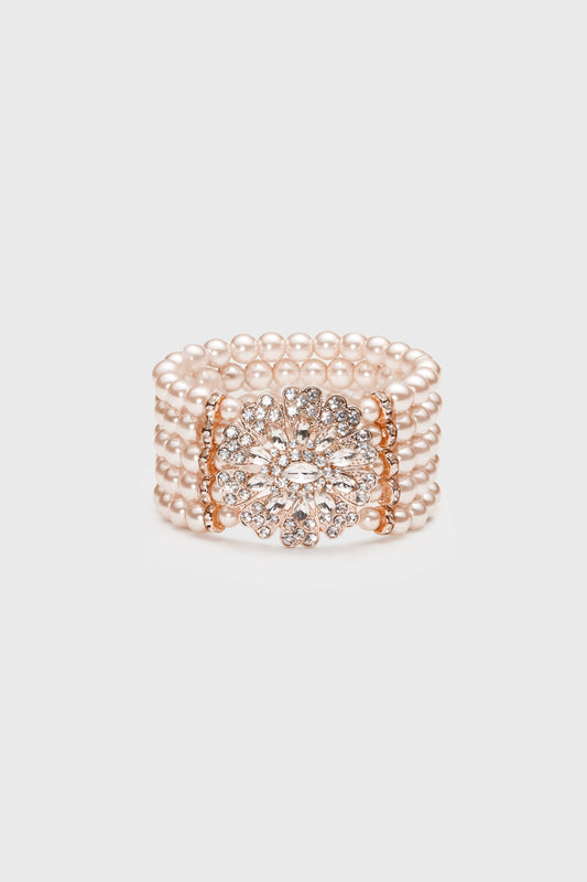 Stunning Zircon Studded Pearl Bracelet