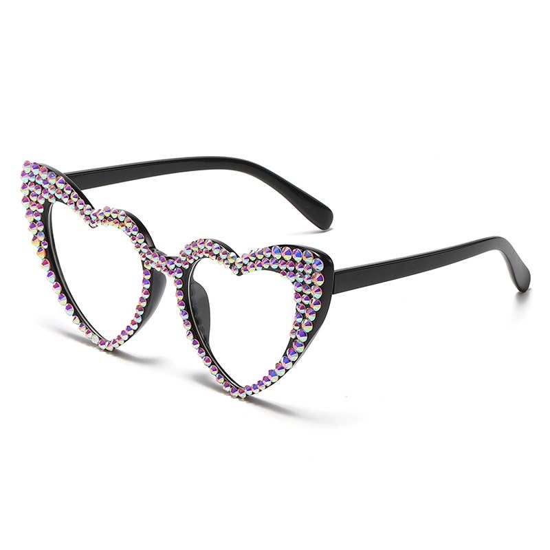 Vintage Rhinestone Fashion Peach Heart Sunglasses
