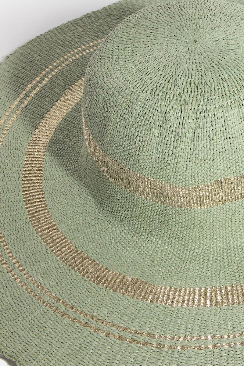 Metallic Accent Trim Floppy Sun Hat