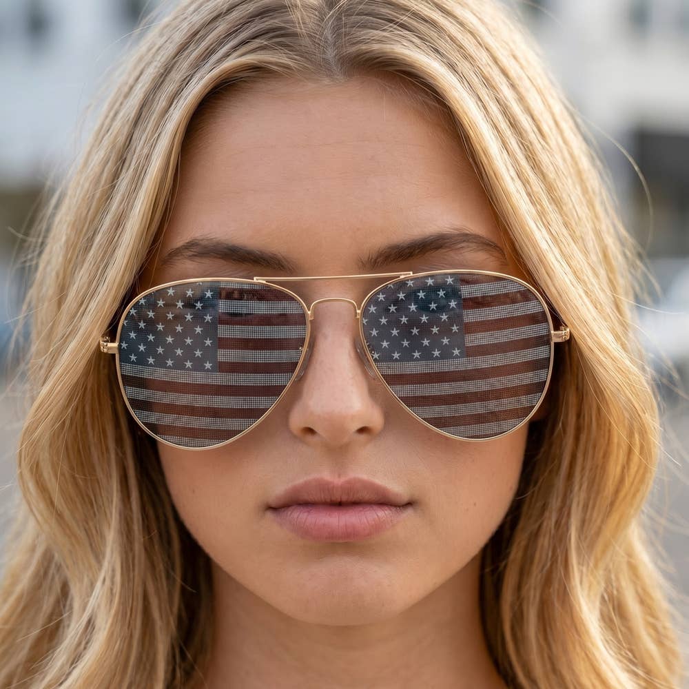 Patriotic Aviator American Flag Sunglasses
