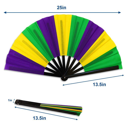 Mardi Gras (Stripes) X-Large Hand Fan