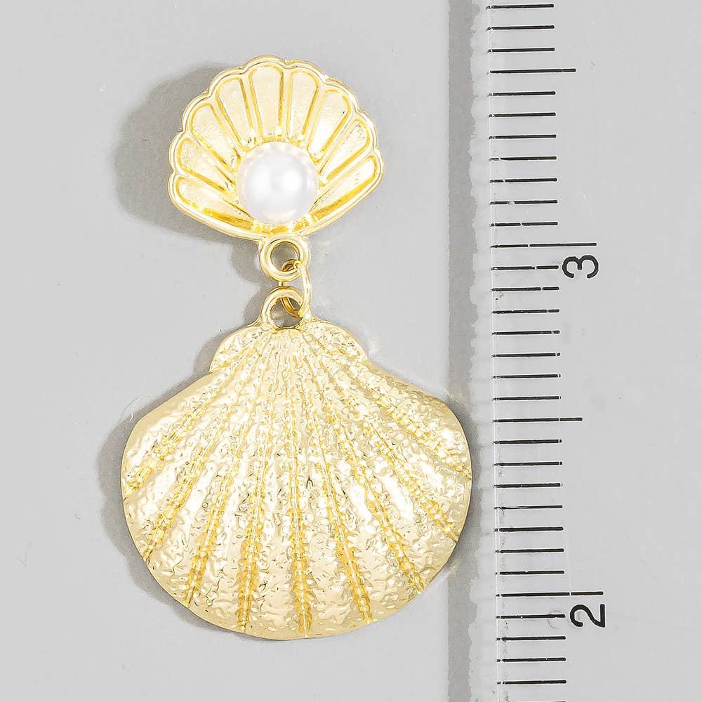 Pearl Accent Shell Drop Earrings