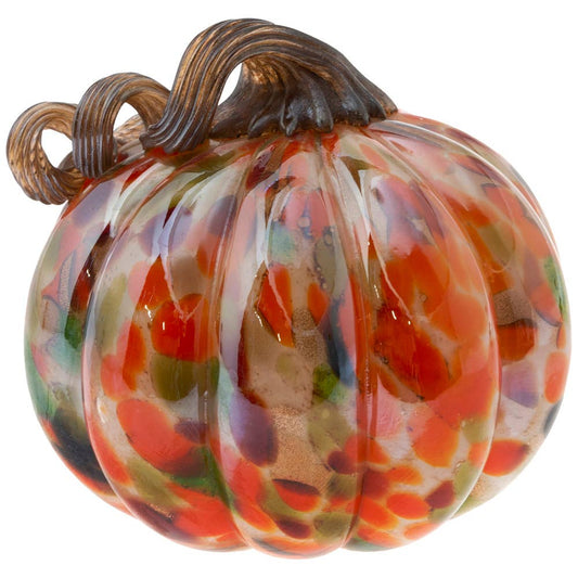 Small Orange Confetti Glass Pumpkin | Decorative Fall Pumpkin