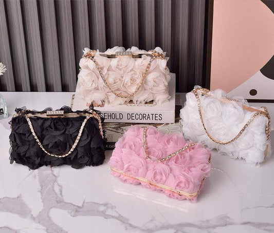Chiffon flower clutch bag party evening handbag