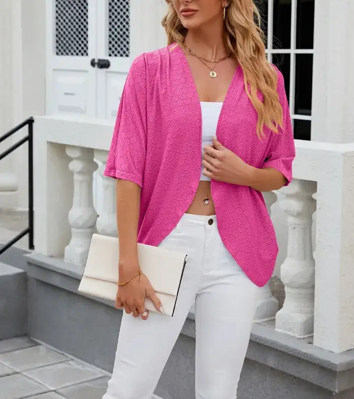 Short Sleeve Cardigan Lightweight Open Front Knit Sweaters