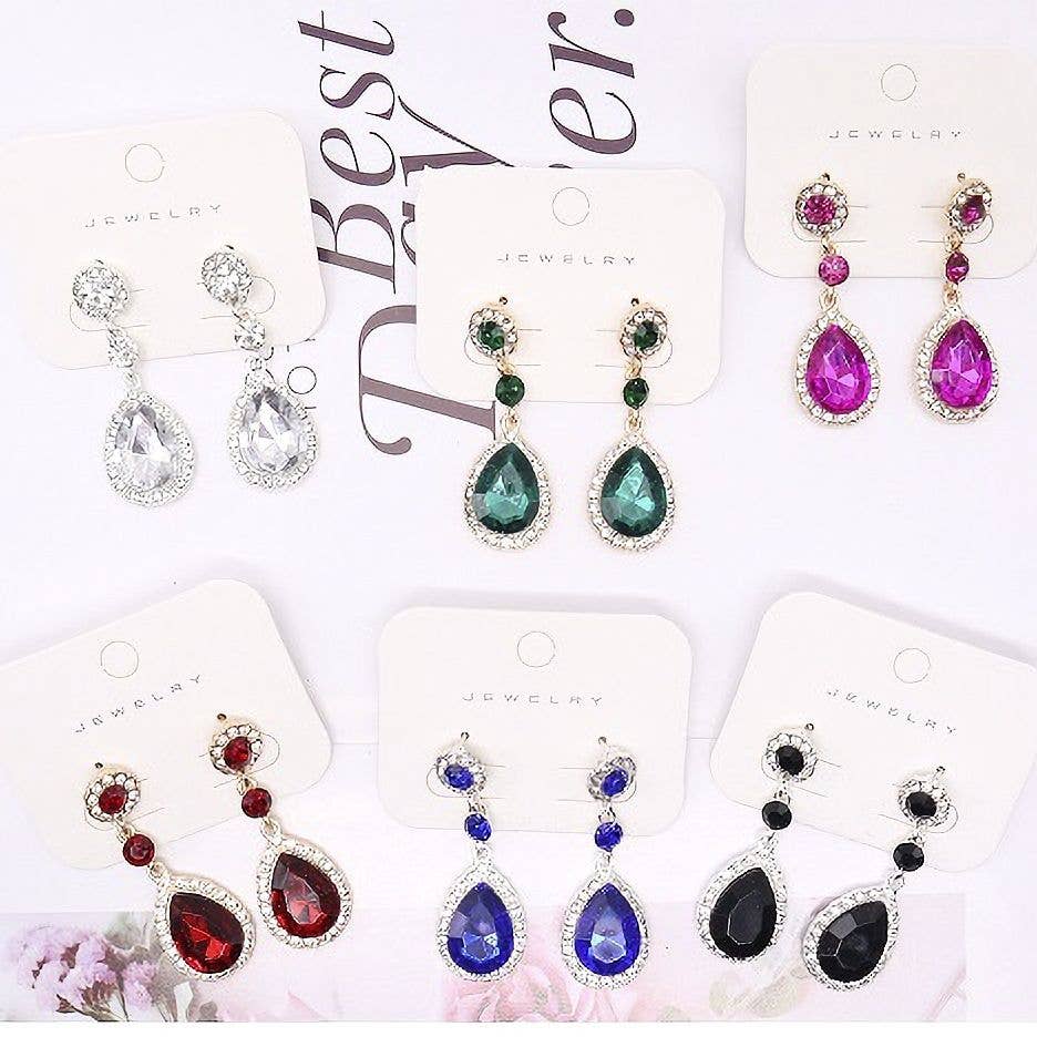 Bold Tear Drop Triple Bridal Earrings
