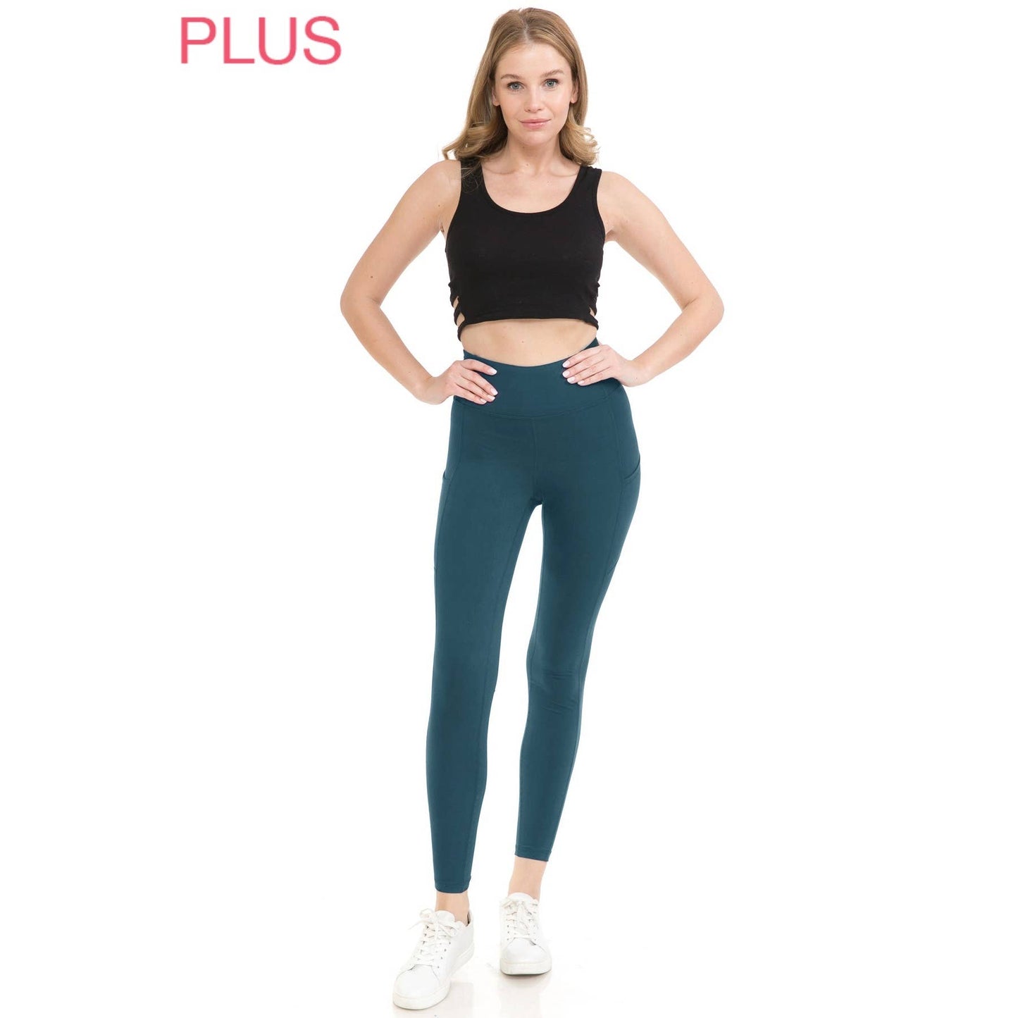 Plus Size Premium High Waist Solid Activewear Leggings: Charcoal