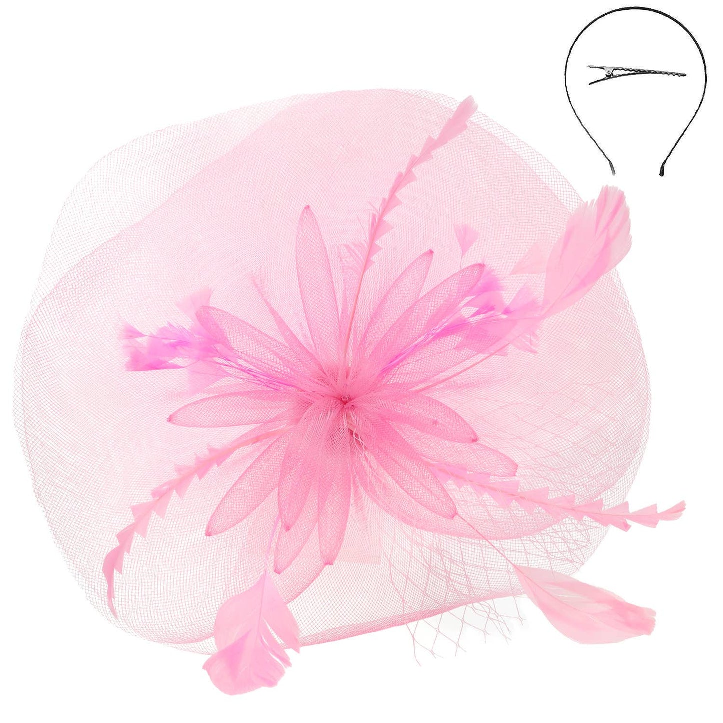 Floral Feather Veil Mesh Fascinator