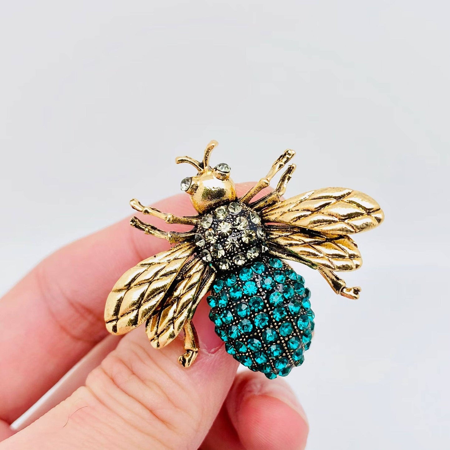 Metal Rhinestone Bee Brooch Clothes Pin