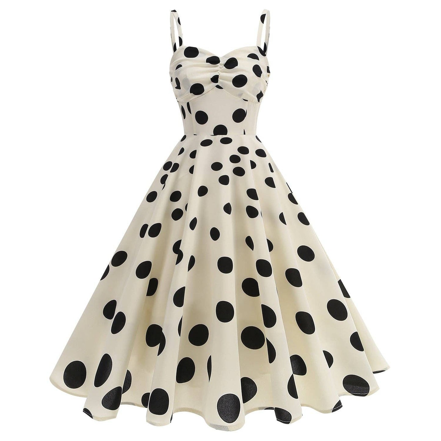 Vintage French Polka Dot Tie Back Sleeveless Dress