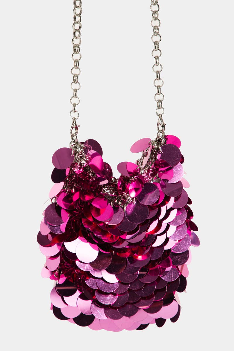 Sequin Chain Mail Pouch Bag