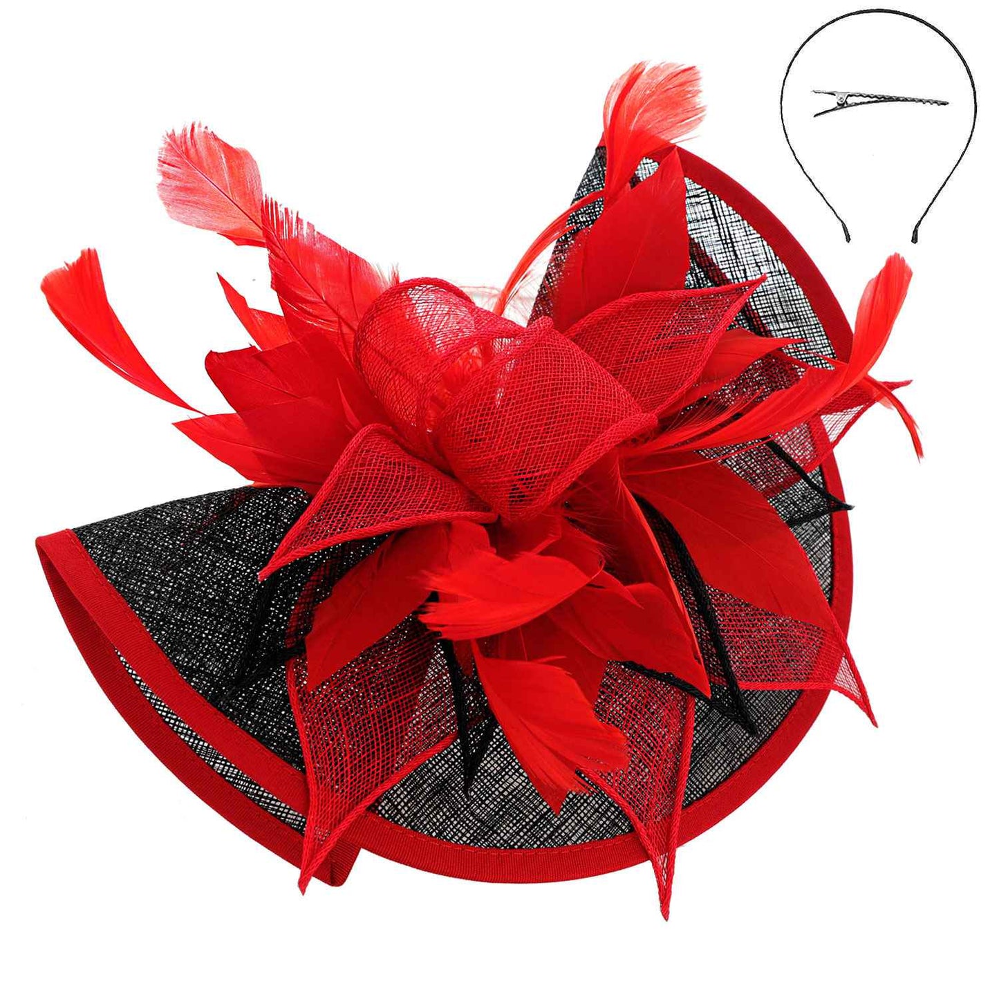 Two Tone Folded Fascinator with Headband and Clip