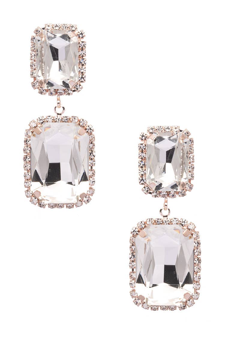 Square Drop Crystal Earrings