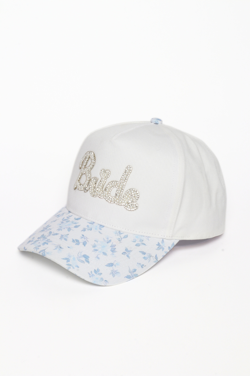 BRIDE Pearl Floral Print Brim Patch 5 Panel Cap