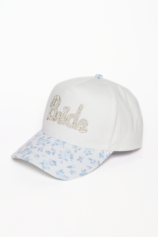 BRIDE Pearl Floral Print Brim Patch 5 Panel Cap