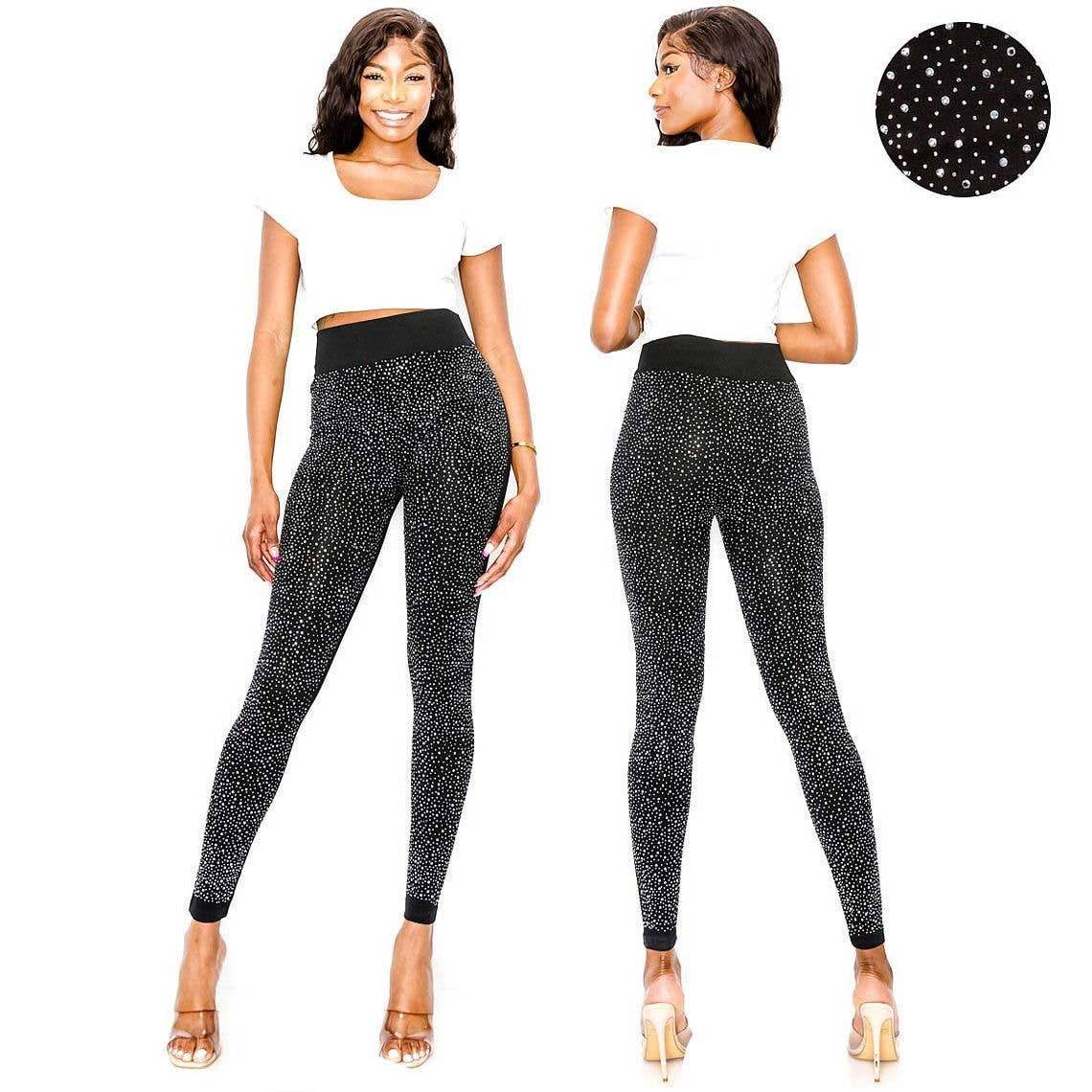 Dazzling Big Chip Rhinestone Leggings