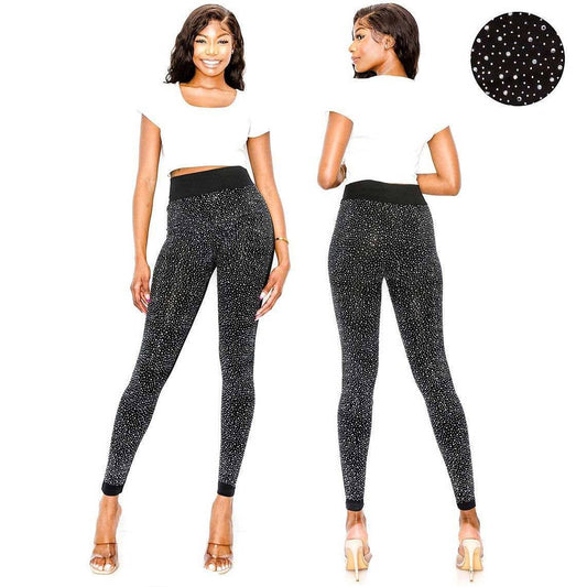 Dazzling Big Chip Rhinestone Leggings