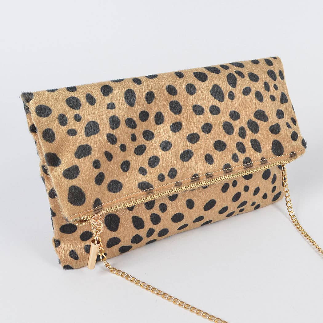 Faux Leo Skin Folded Bag