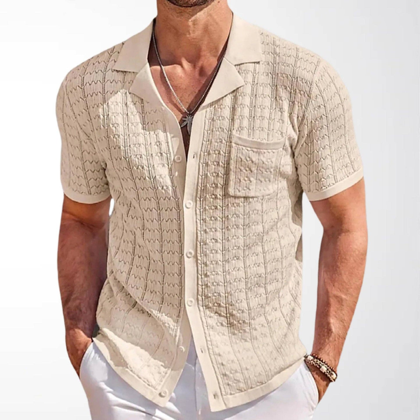 Knitted Casual Polo Shirt With Cuban Collar