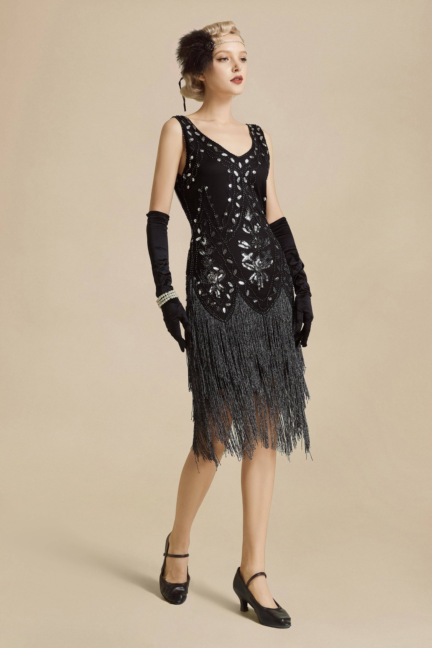 Embroidery Retro Midi Flapper Dress