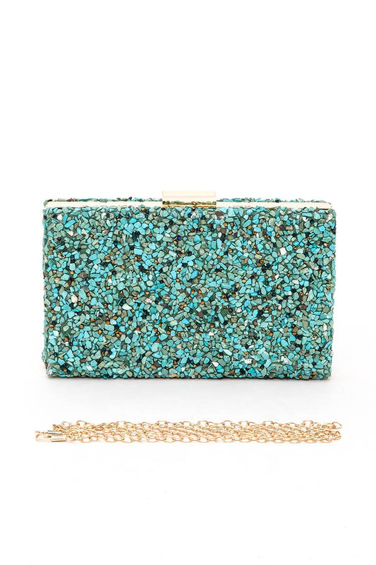 Mix Gem Stone Druzy Box Clutch
