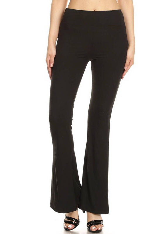 Buttery Soft High Waist Solid Palazzo Pants: Black / S