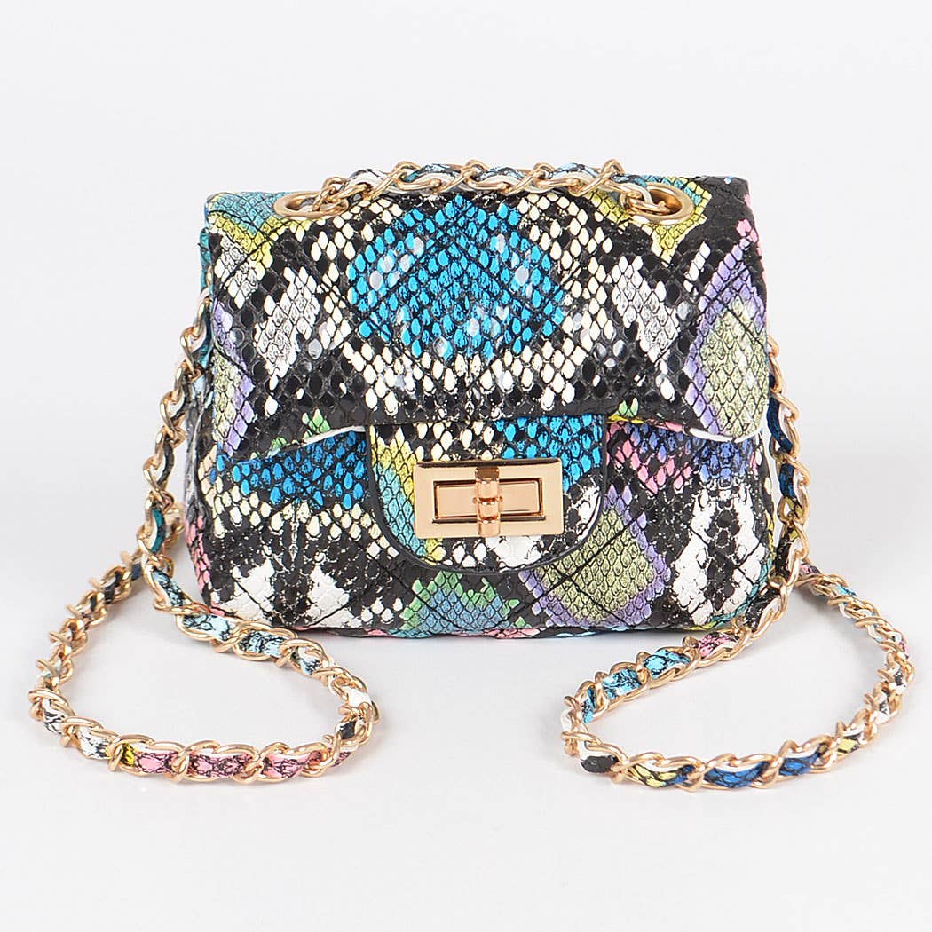 Multi Snake Quilted Mini Bag: Red