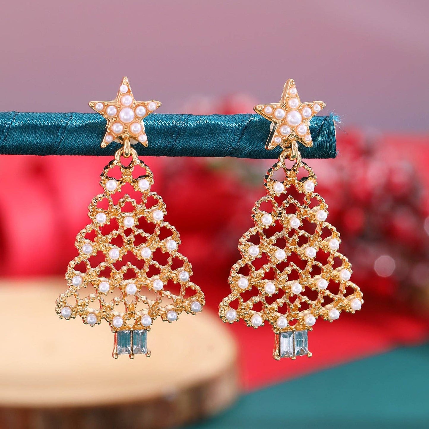 Luxury Colorful Christmas Tree Ear Studs for Women