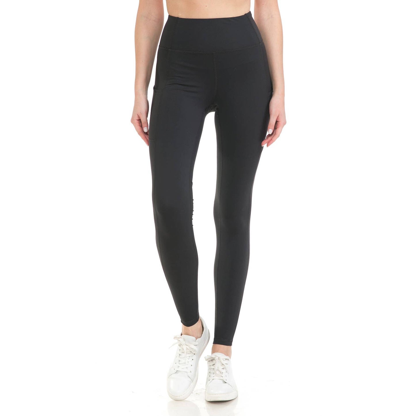 High Waist Activewear Leggings - Side Pockets: Black / M