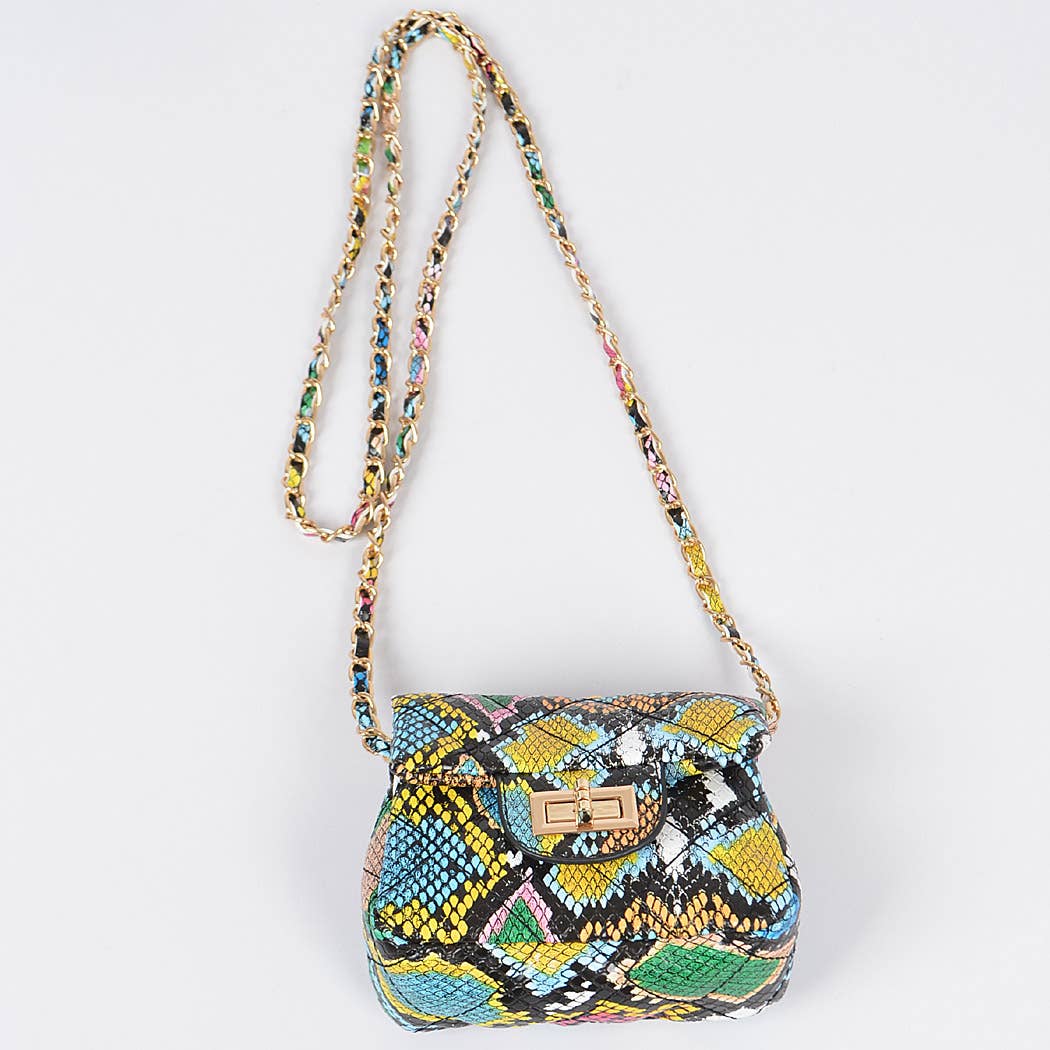 Multi Snake Quilted Mini Bag: Red