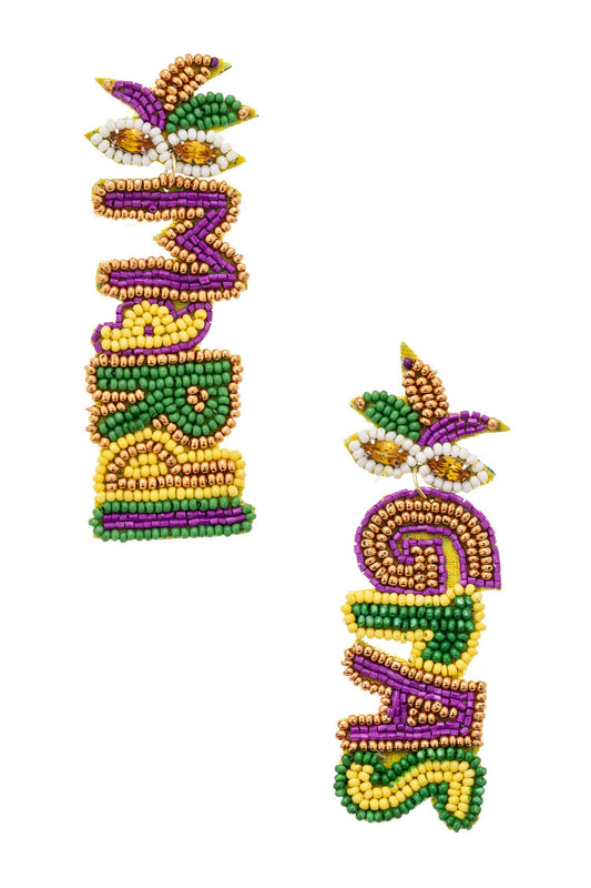 Mardi Gras Beaded Festival Earrings