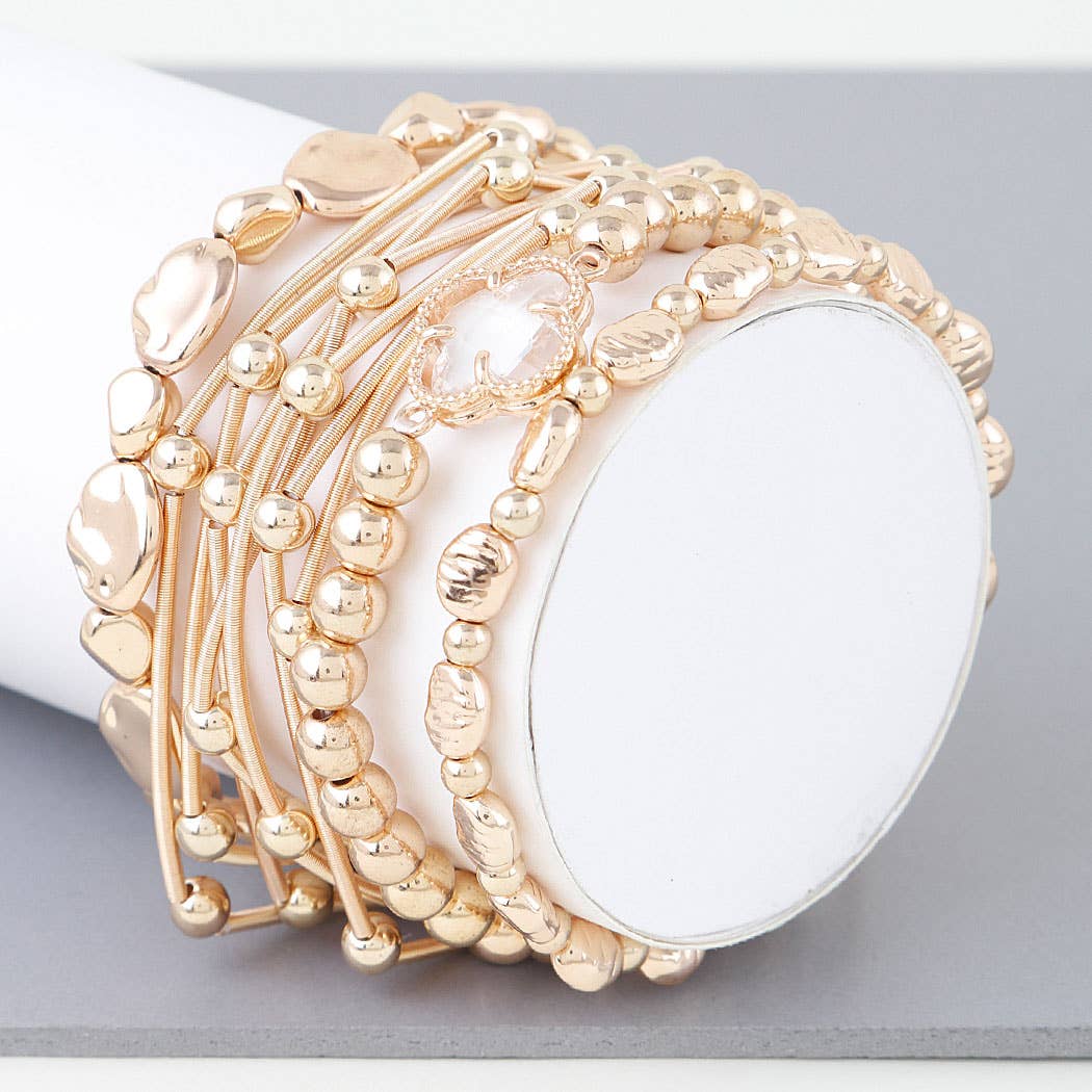 Multi Clover Coil Beaded Bracelet: GD