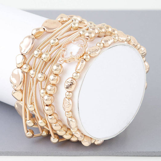 Multi Clover Coil Beaded Bracelet: GD