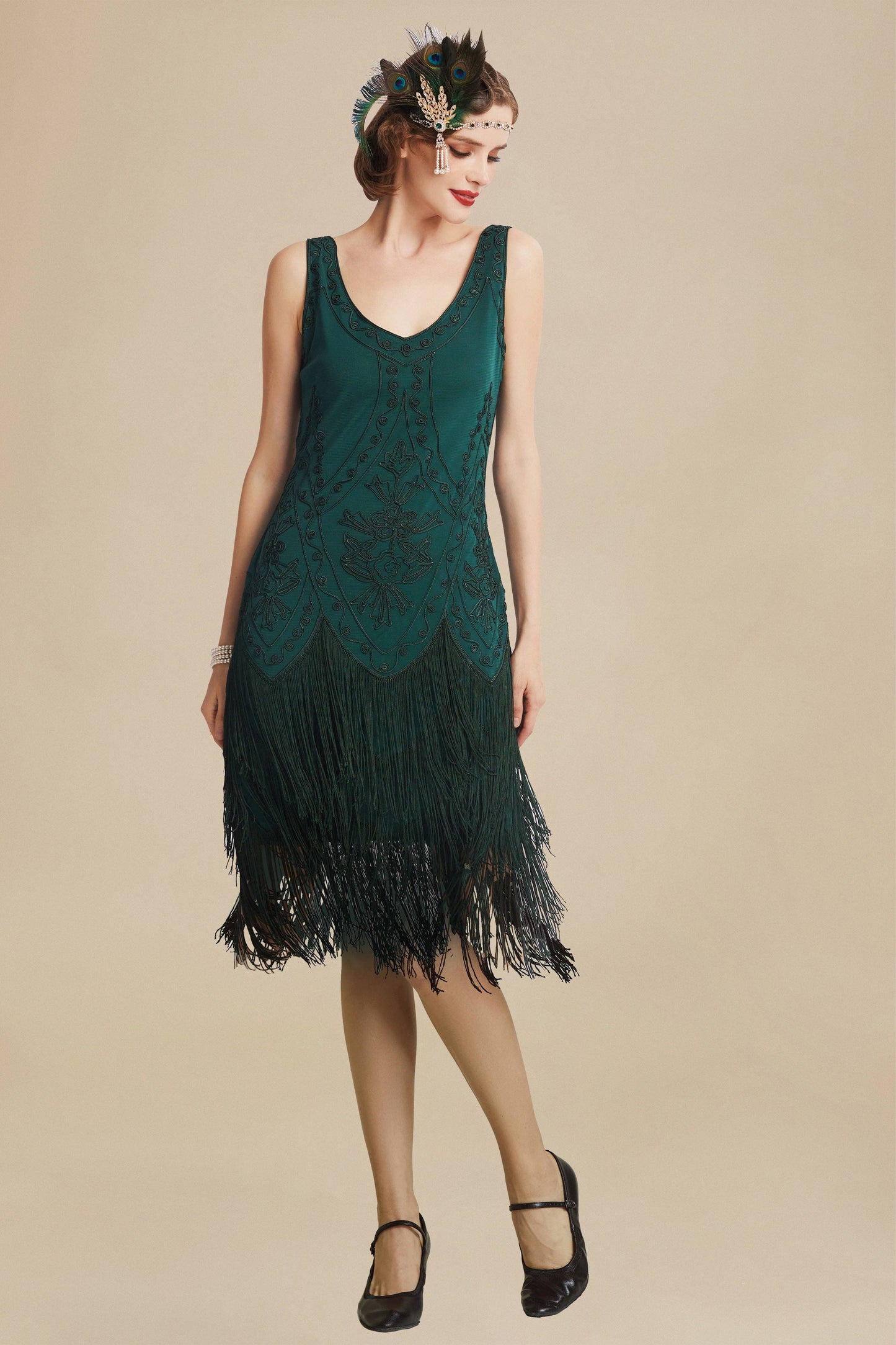 Embroidery Retro Midi Flapper Dress